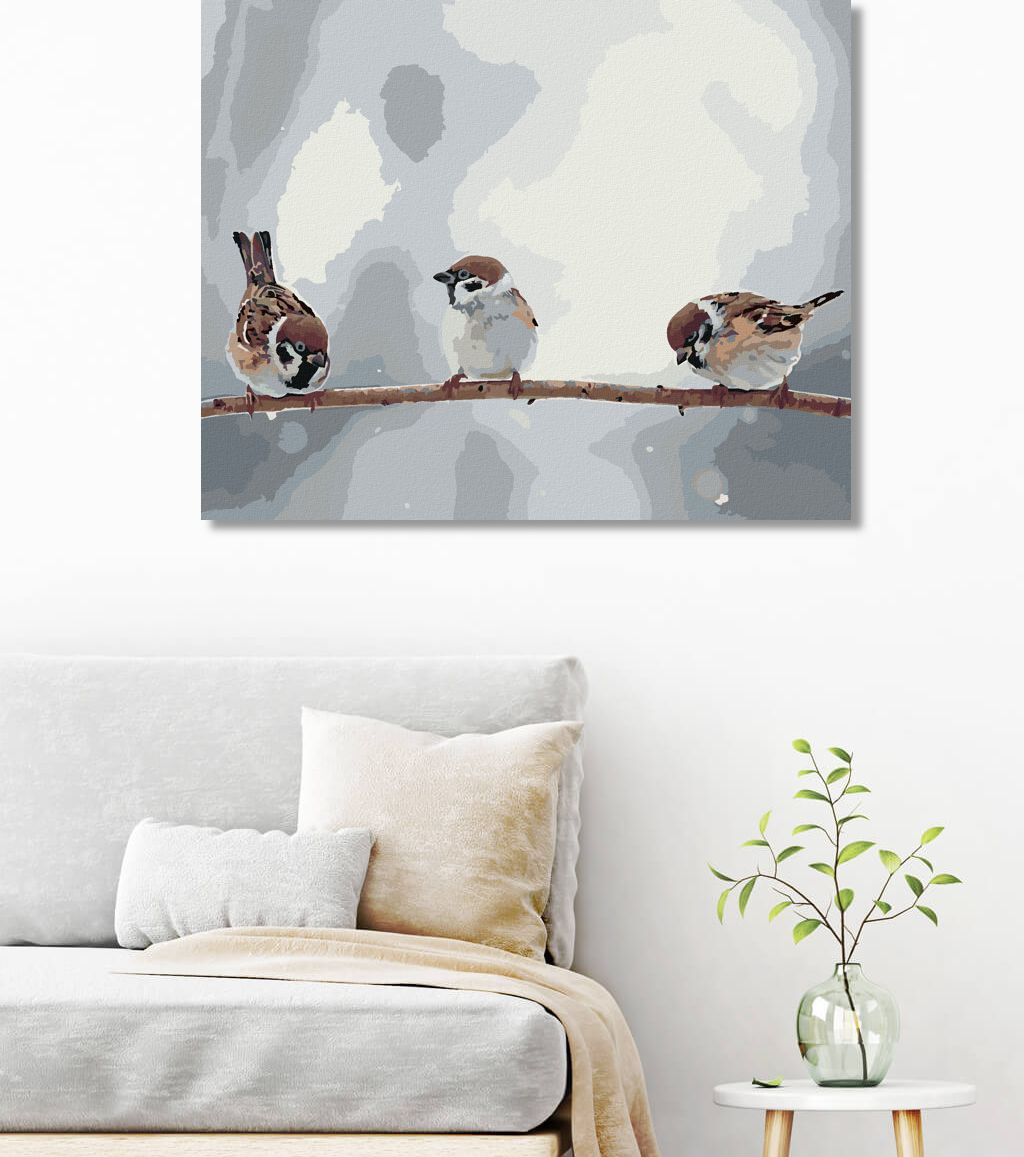 zuty Malování podle čísel - MALÍ PTÁČCI NA VĚTVI - Rozměr: 40x50 cm, Rámování: Varianta: vypnuté plátno na rám - obrázek 6