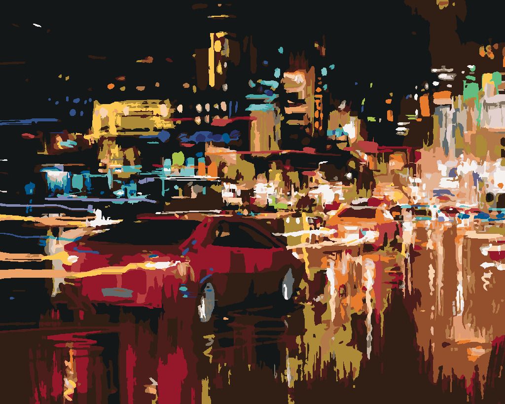 zuty Malování podle čísel - OSVĚTLENÉ NOČNÍ MĚSTO - Rozměr: 40x50 cm, Rámování: Varianta: vypnuté plátno na rám - obrázek 4
