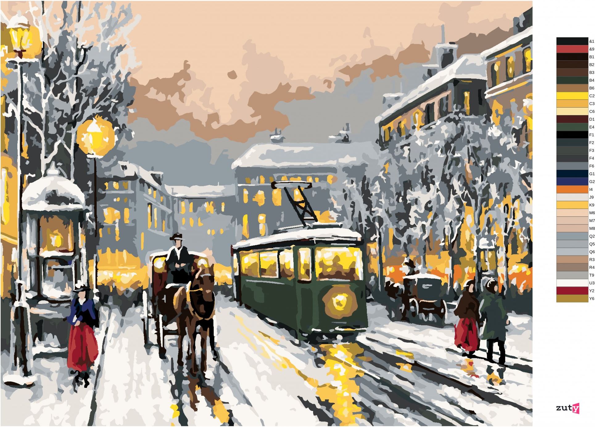 zuty Malování podle čísel - STARÉ MĚSTO - Rozměr: 40x50 cm, Rámování: Varianta: bez rámu a bez vypnutí plátna - obrázek 5