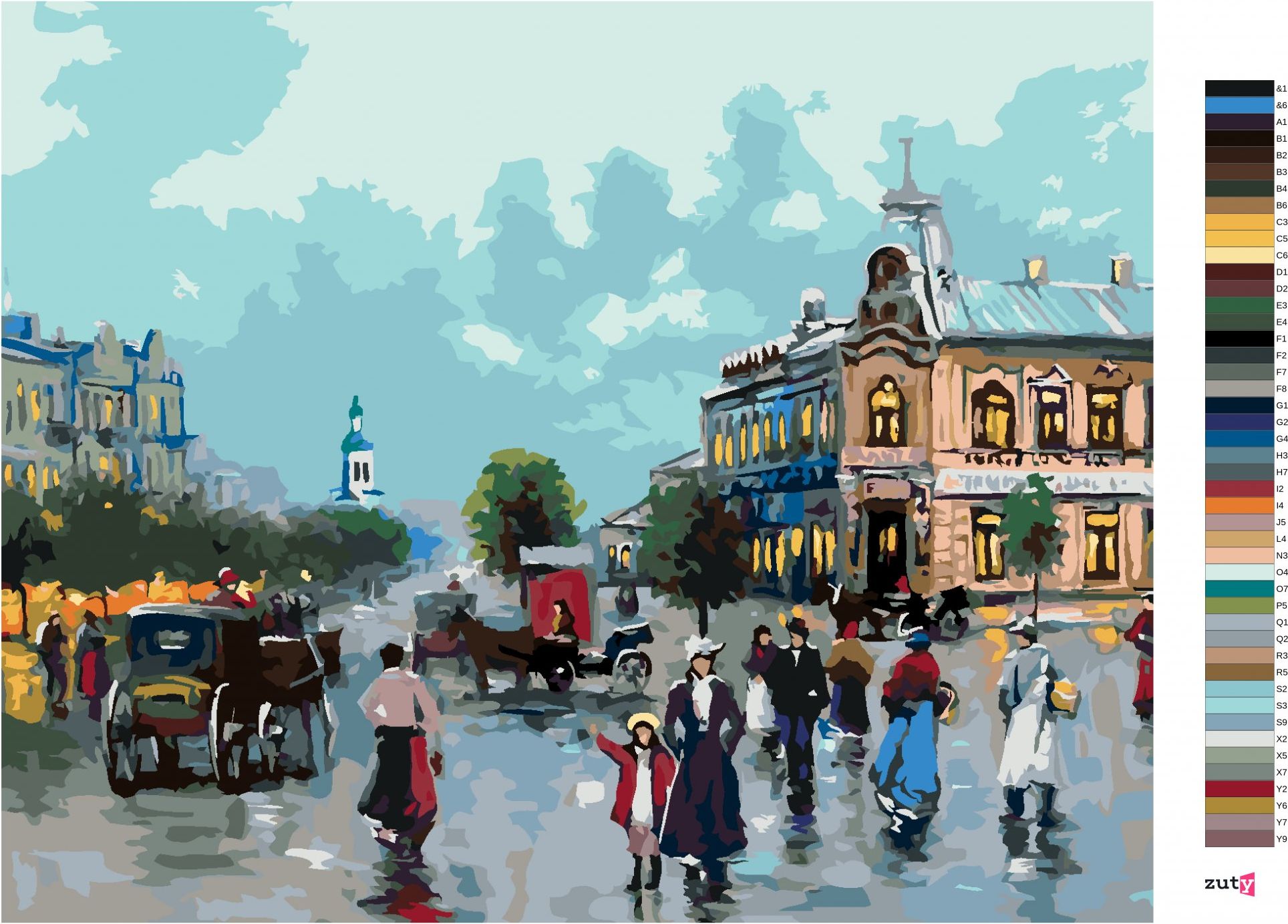 zuty Malování podle čísel - STARÉ MĚSTO - Rozměr: 40x50 cm, Rámování: Varianta: bez rámu a bez vypnutí plátna - obrázek 9