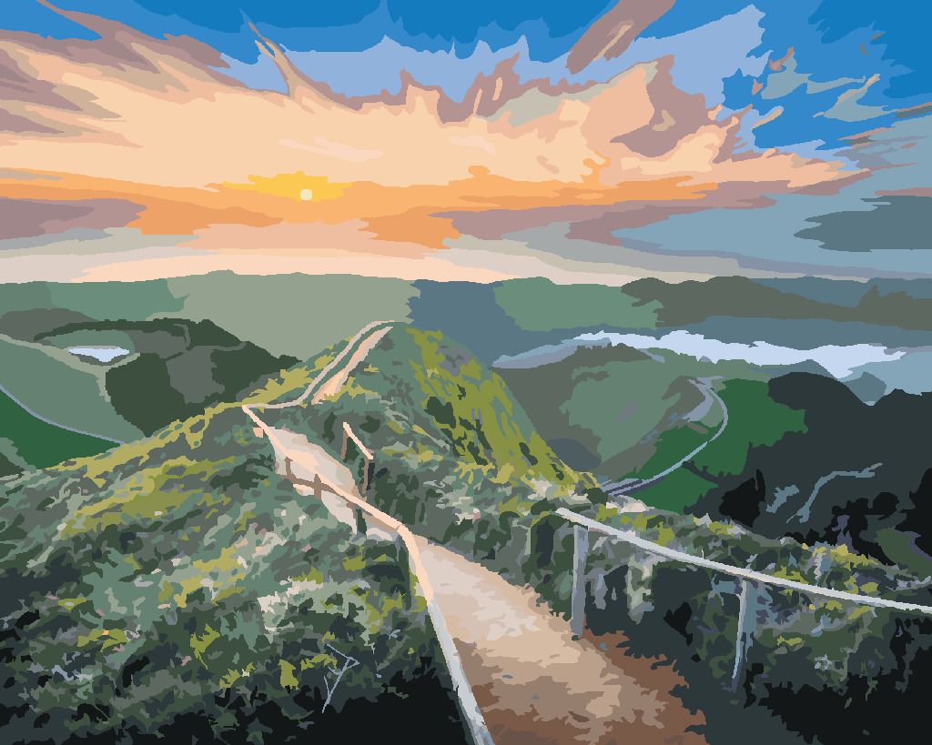 zuty Malování podle čísel - HORSKÁ KRAJINA S TURISTICKOU STEZKOU - Rozměr: 40x50 cm, Rámování: Varianta: bez rámu a bez vypnutí plátna - obrázek 3