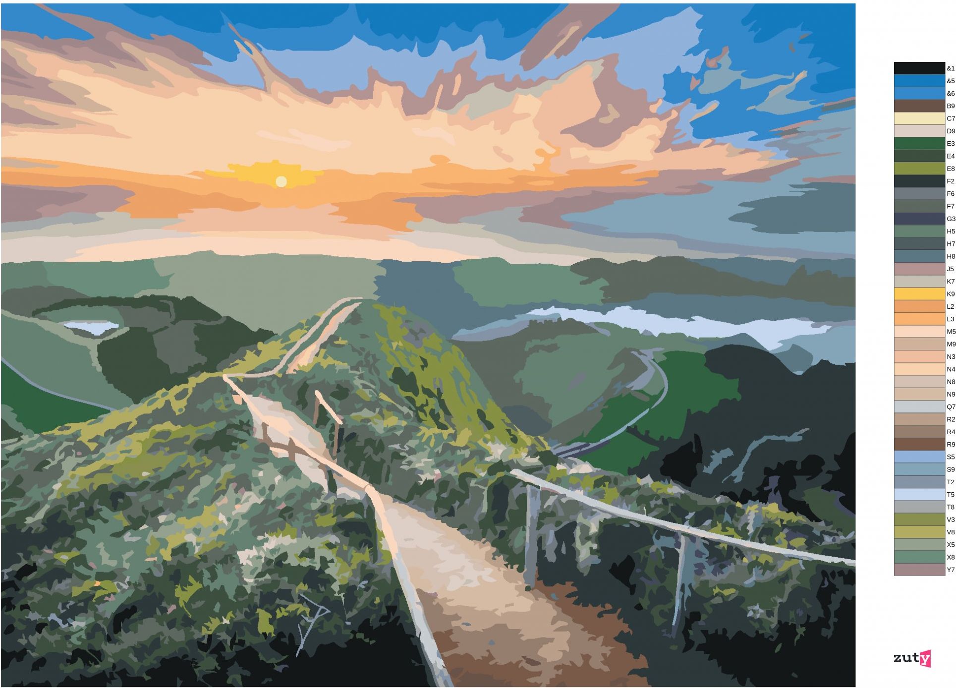 zuty Malování podle čísel - HORSKÁ KRAJINA S TURISTICKOU STEZKOU - Rozměr: 40x50 cm, Rámování: Varianta: bez rámu a bez vypnutí plátna - obrázek 4