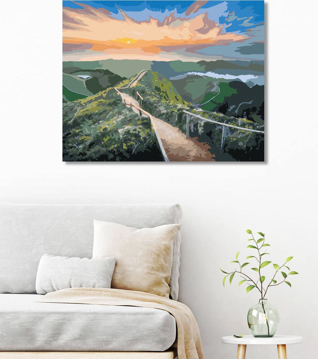 zuty Malování podle čísel - HORSKÁ KRAJINA S TURISTICKOU STEZKOU - Rozměr: 40x50 cm, Rámování: Varianta: bez rámu a bez vypnutí plátna - obrázek 6