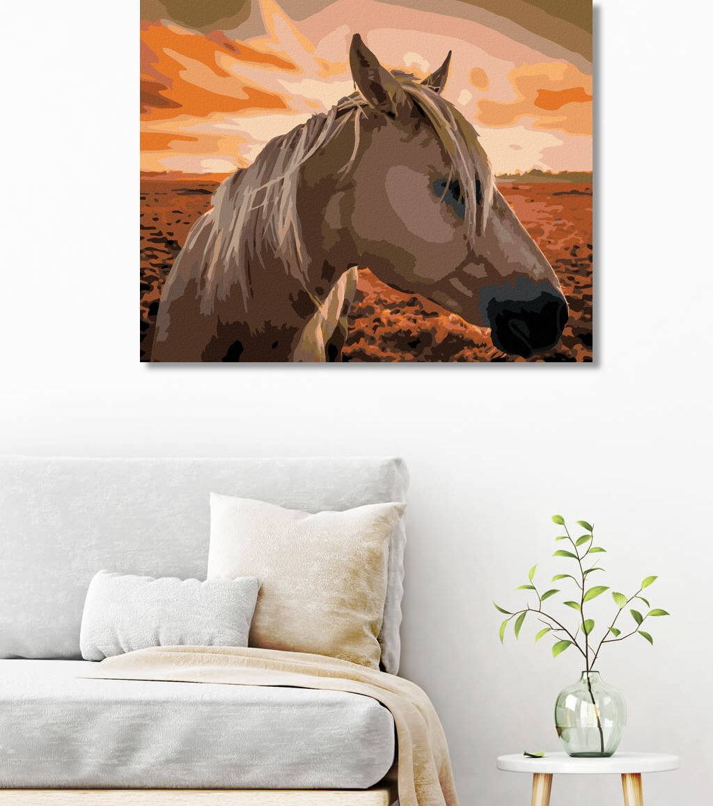 zuty Malování podle čísel - KŮŇ PŘI ZÁPADU SLUNCE - Rozměr: 40x50 cm, Rámování: Varianta: vypnuté plátno na rám - obrázek 7