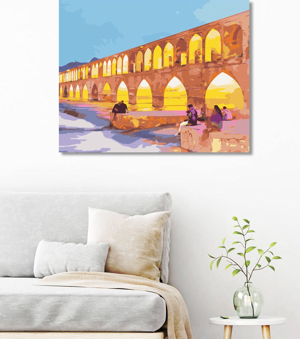 zuty Malování podle čísel - OSVĚTLENÝ ALLAHVERDI KHAN MOST V ÍRÁNU - Rozměr: 40x50 cm, Rámování: Varianta: vypnuté plátno na rám - obrázek 9