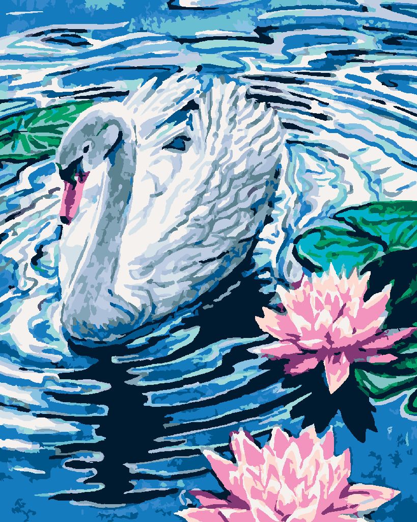 zuty Malování podle čísel - LABUŤ SE DVĚMA LEKNÍNY - Rozměr: 40x50 cm, Rámování: Varianta: vypnuté plátno na rám - obrázek 2