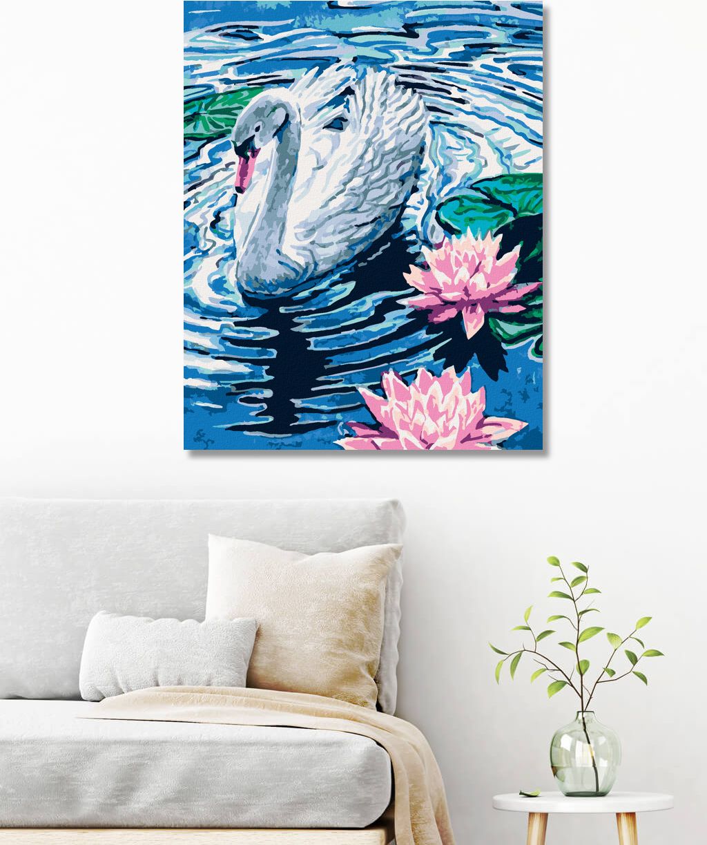 zuty Malování podle čísel - LABUŤ SE DVĚMA LEKNÍNY - Rozměr: 40x50 cm, Rámování: Varianta: vypnuté plátno na rám - obrázek 9