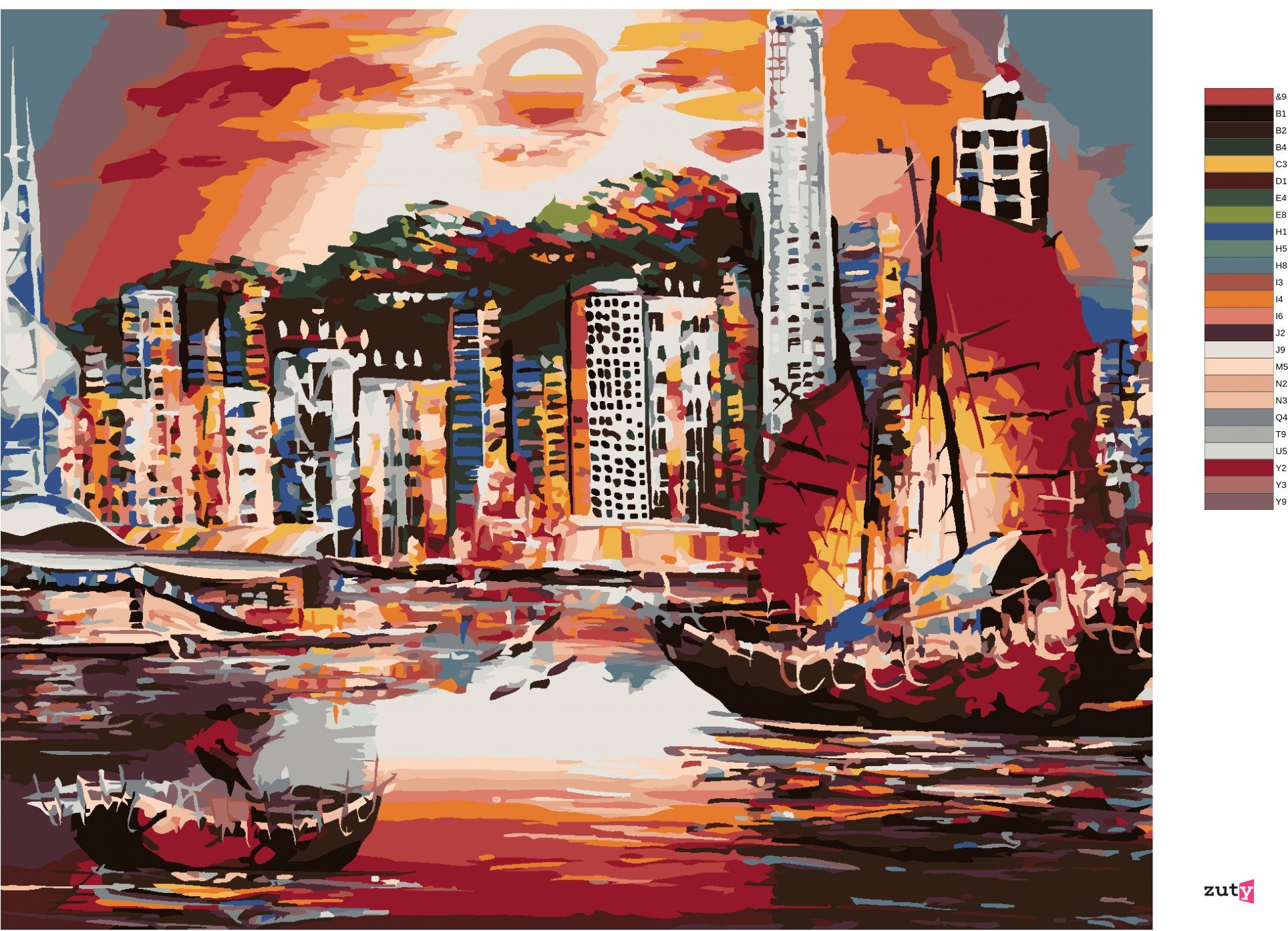zuty Malování podle čísel - HONG KONG - Rozměr: 40x50 cm, Rámování: Varianta: bez rámu a bez vypnutí plátna - obrázek 5