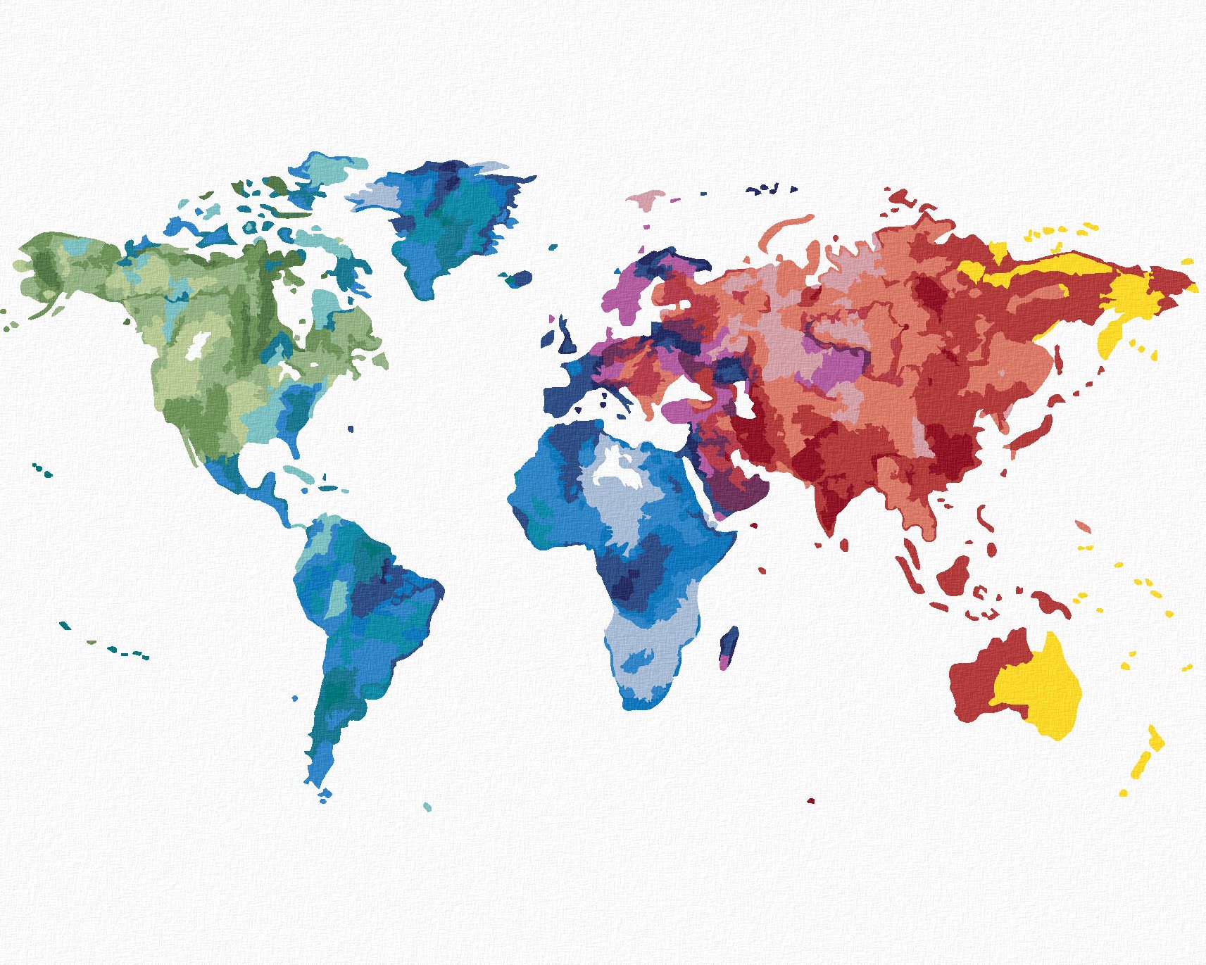 zuty Malování podle čísel - BAREVNÁ MAPA SVĚTA II - Rozměr: 40x50 cm, Rámování: Varianta: bez rámu a bez vypnutí plátna - obrázek 1
