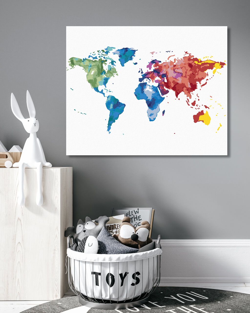 zuty Malování podle čísel - BAREVNÁ MAPA SVĚTA II - Rozměr: 40x50 cm, Rámování: Varianta: bez rámu a bez vypnutí plátna - obrázek 3