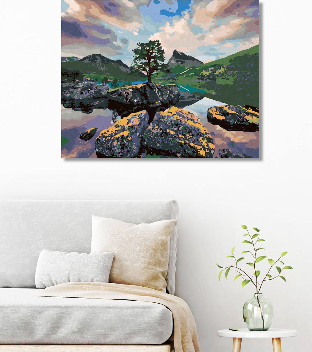 zuty Malování podle čísel - JEZERO INNERDALSVATNA - Rozměr: 40x50 cm, Rámování: Varianta: vypnuté plátno na rám - obrázek 3