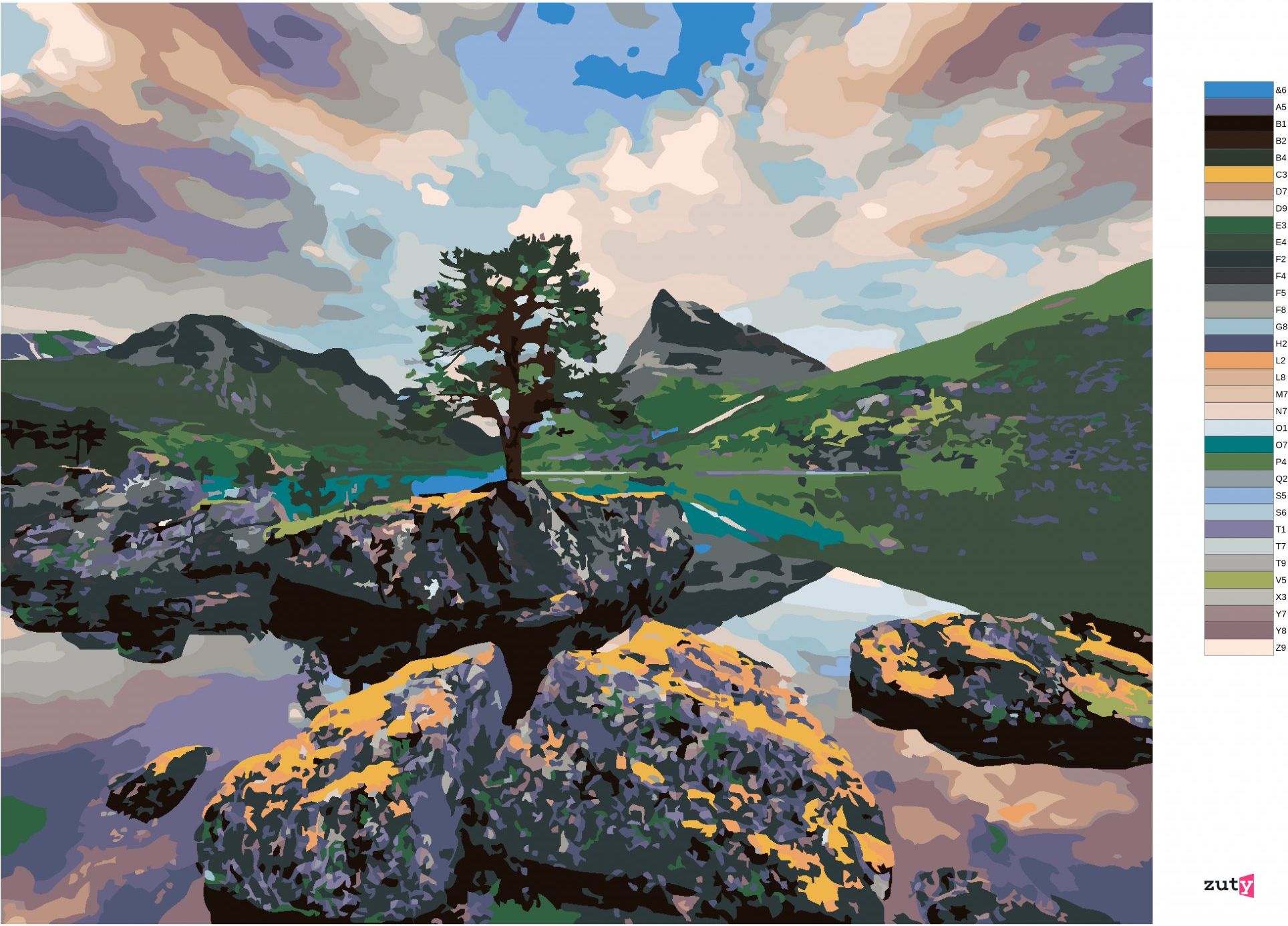 zuty Malování podle čísel - JEZERO INNERDALSVATNA - Rozměr: 40x50 cm, Rámování: Varianta: vypnuté plátno na rám - obrázek 7