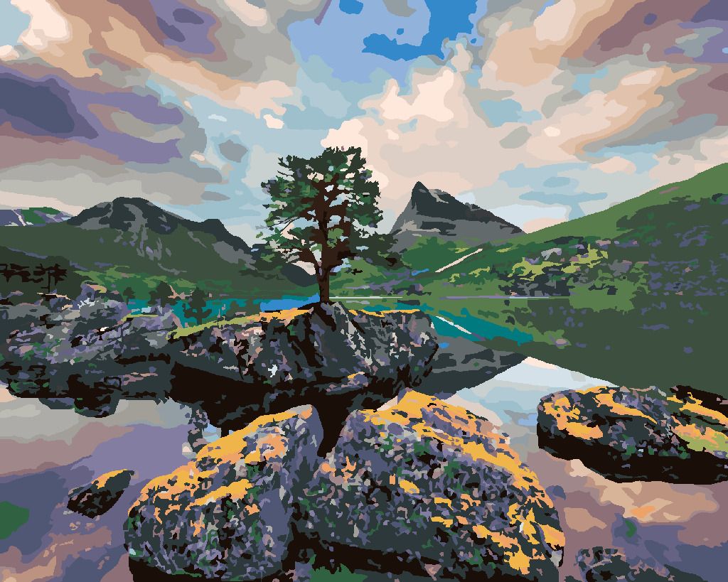 zuty Malování podle čísel - JEZERO INNERDALSVATNA - Rozměr: 40x50 cm, Rámování: Varianta: vypnuté plátno na rám - obrázek 9