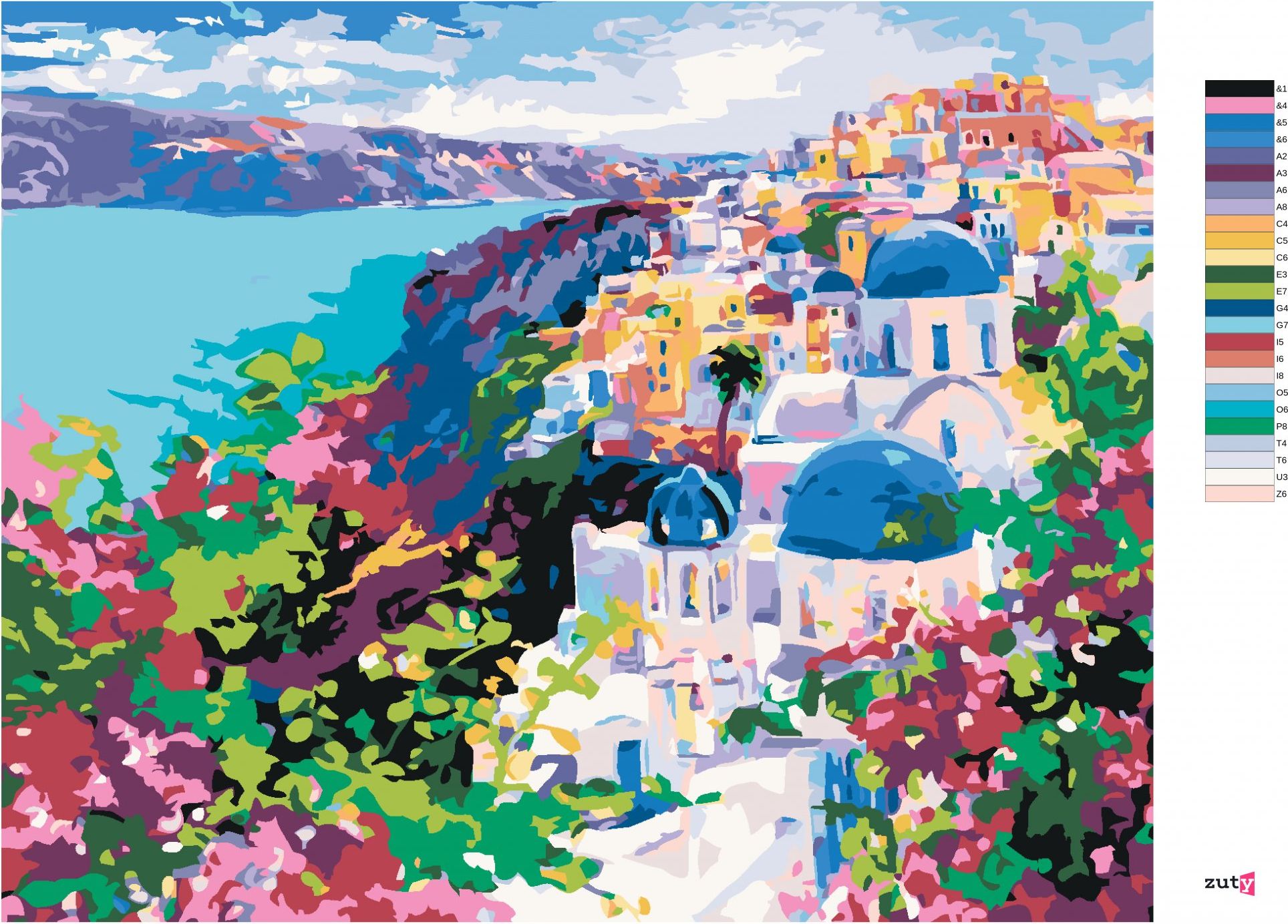 zuty Malování podle čísel - SANTORINI - Rozměr: 40x50 cm, Rámování: Varianta: vypnuté plátno na rám - obrázek 4