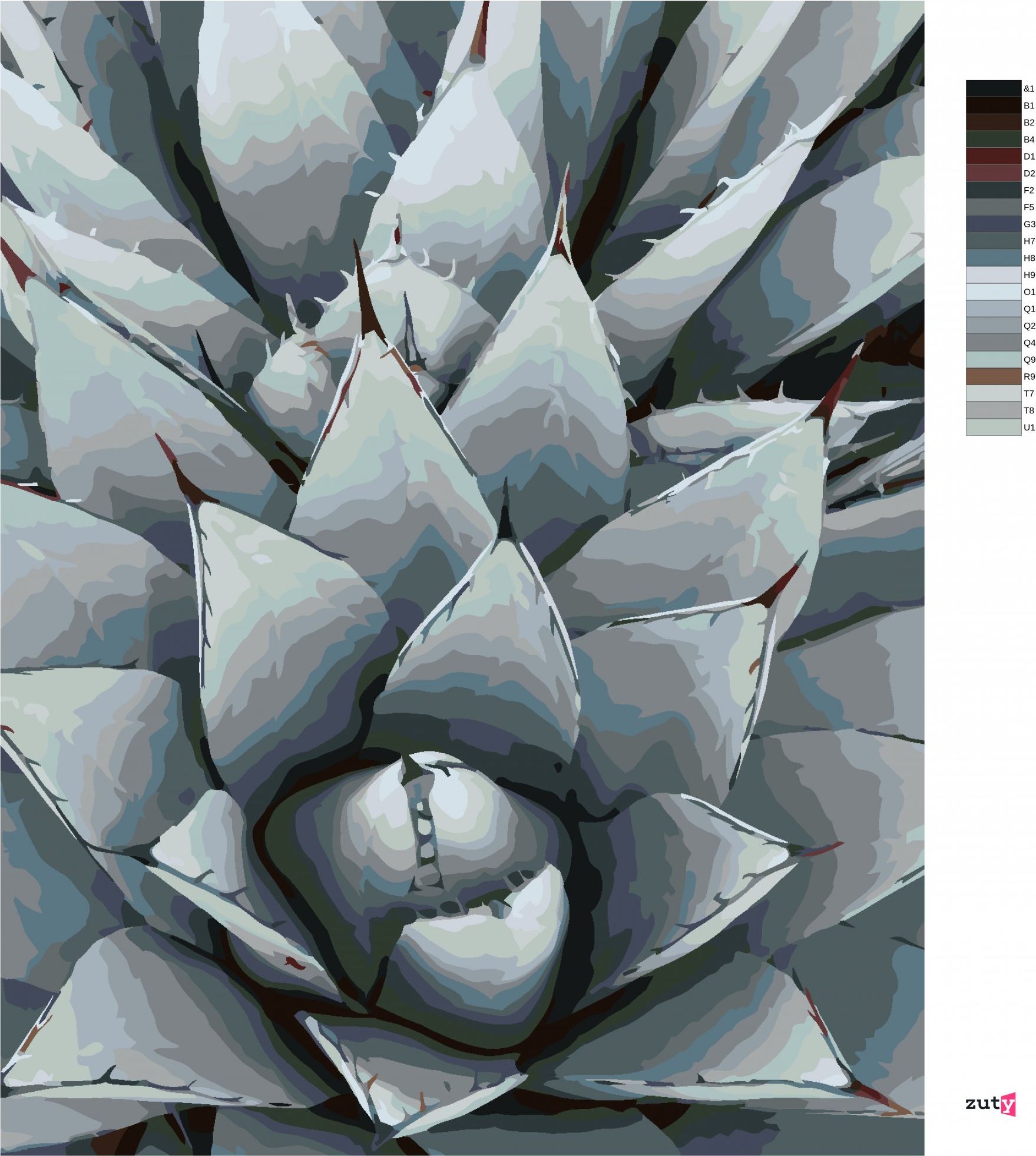 zuty Malování podle čísel - KAKTUS AGAVE - Rozměr: 40x50 cm, Rámování: Varianta: vypnuté plátno na rám - obrázek 6