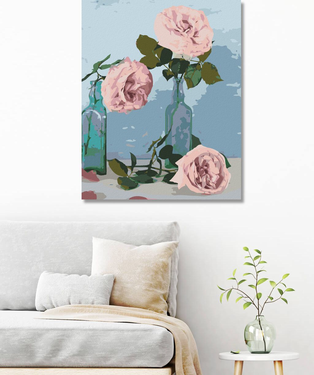 zuty Malování podle čísel - TŘI RŮŽOVÉ RŮŽE - Rozměr: 40x50 cm, Rámování: Varianta: vypnuté plátno na rám - obrázek 2