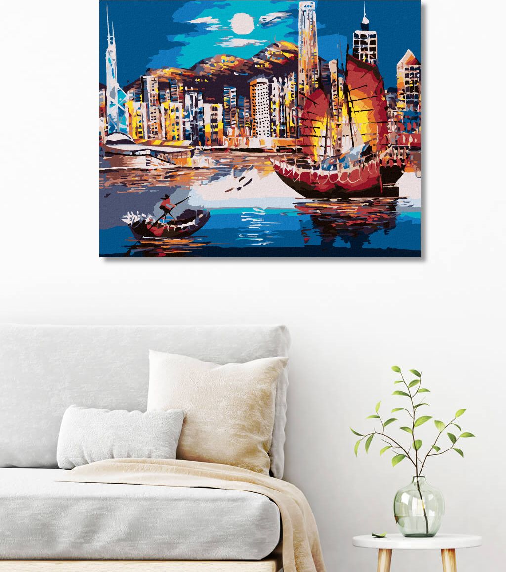 zuty Malování podle čísel - PŘÍSTAV V HONG KONGU - Rozměr: 40x50 cm, Rámování: Varianta: bez rámu a bez vypnutí plátna - obrázek 8