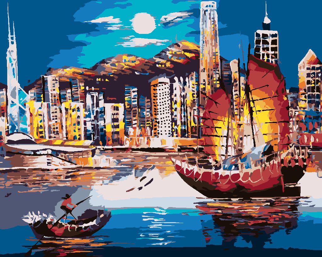zuty Malování podle čísel - PŘÍSTAV V HONG KONGU - Rozměr: 40x50 cm, Rámování: Varianta: bez rámu a bez vypnutí plátna - obrázek 10