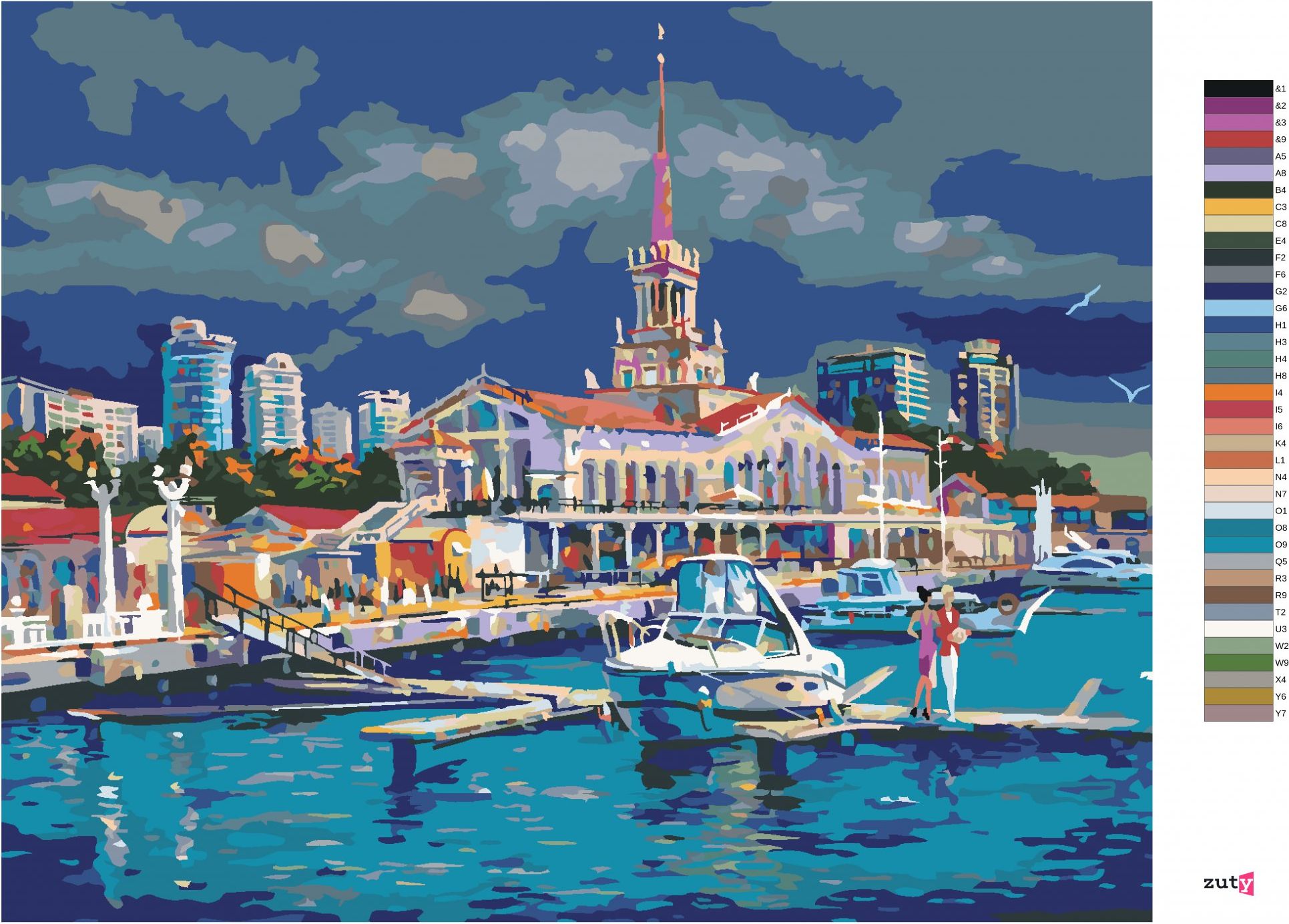 zuty Malování podle čísel - PŘÍSTAV V SOCHI - Rozměr: 40x50 cm, Rámování: Varianta: vypnuté plátno na rám - obrázek 7