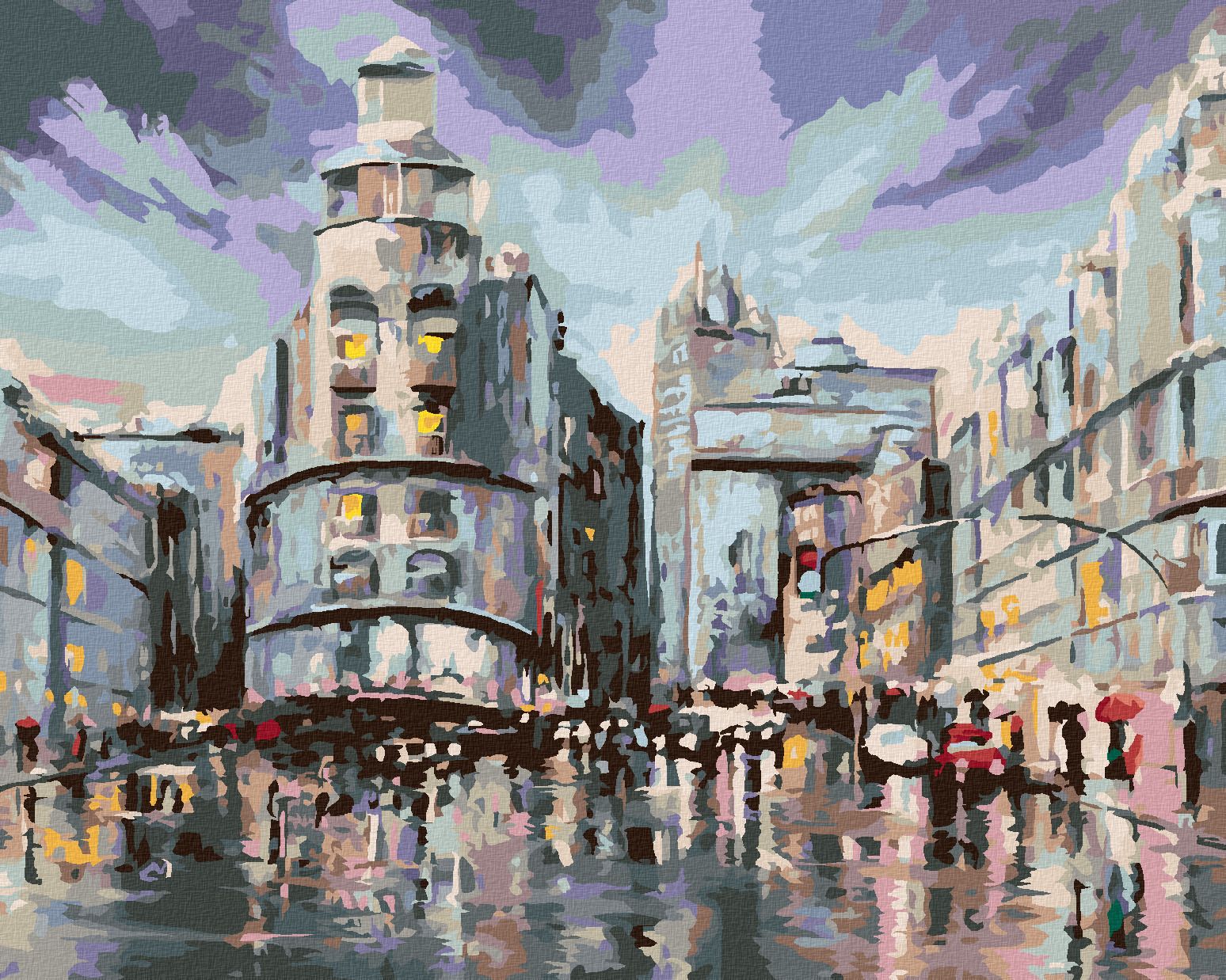 zuty Malování podle čísel - MADRID A DEŠTIVÉ POČASÍ - Rozměr: 40x50 cm, Rámování: Varianta: vypnuté plátno na rám - obrázek 1