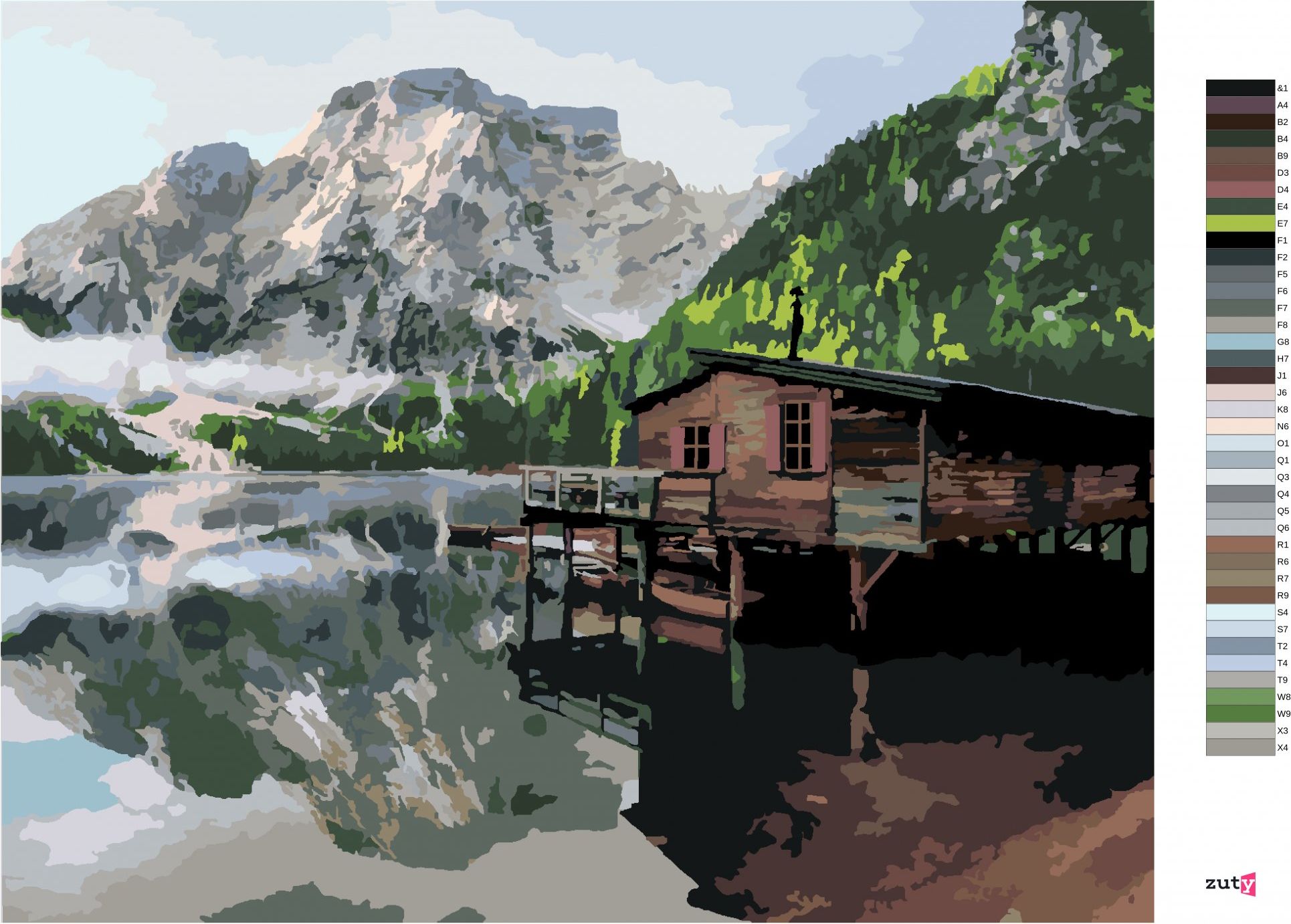 zuty Malování podle čísel - JEZERO S CHATOU A LODĚMI ITÁLIE - Rozměr: 40x50 cm, Rámování: Varianta: bez rámu a bez vypnutí plátna - obrázek 9