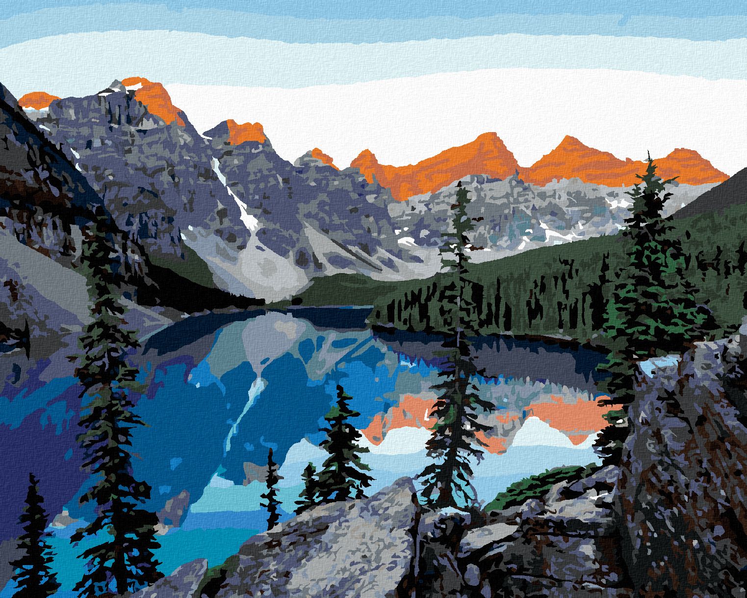 zuty Malování podle čísel - KANADSKÉ JEZERO - Rozměr: 40x50 cm, Rámování: Varianta: bez rámu a bez vypnutí plátna - obrázek 1