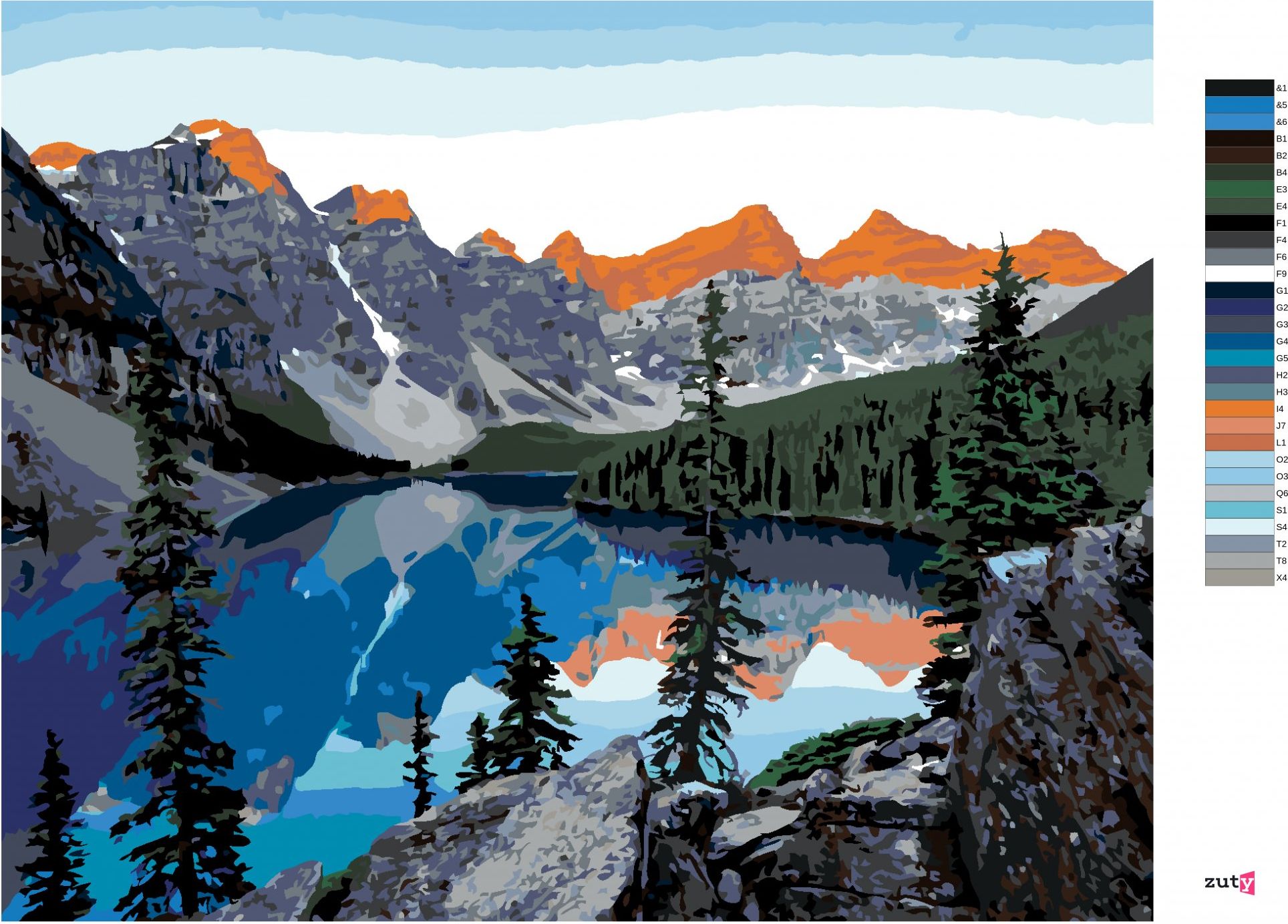 zuty Malování podle čísel - KANADSKÉ JEZERO - Rozměr: 40x50 cm, Rámování: Varianta: vypnuté plátno na rám - obrázek 5