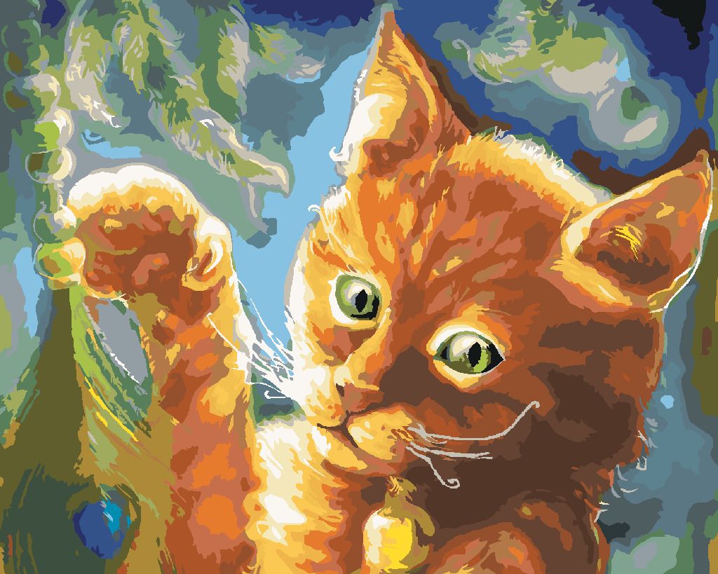 zuty Malování podle čísel - FANTASY ORANŽOVÁ KOČKA - Rozměr: 40x50 cm, Rámování: Varianta: vypnuté plátno na rám - obrázek 3