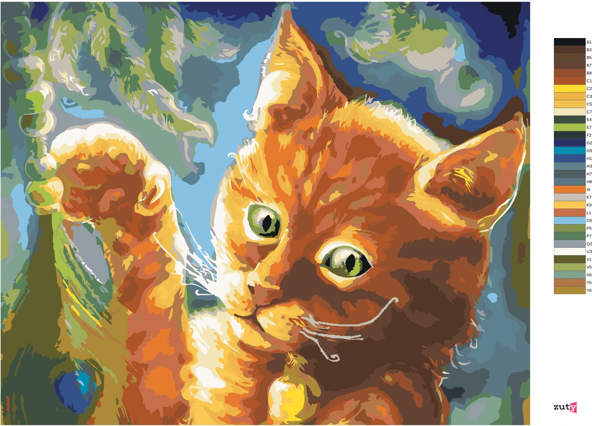 zuty Malování podle čísel - FANTASY ORANŽOVÁ KOČKA - Rozměr: 40x50 cm, Rámování: Varianta: vypnuté plátno na rám - obrázek 8