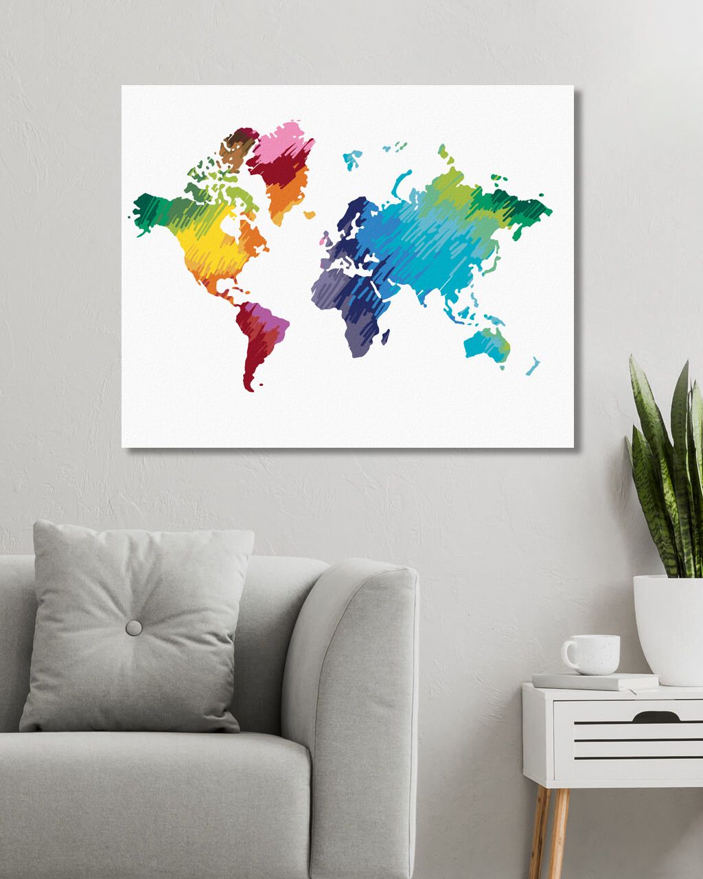 zuty Malování podle čísel - BAREVNÁ MAPA SVĚTA IV - Rozměr: 40x50 cm, Rámování: Varianta: bez rámu a bez vypnutí plátna - obrázek 5
