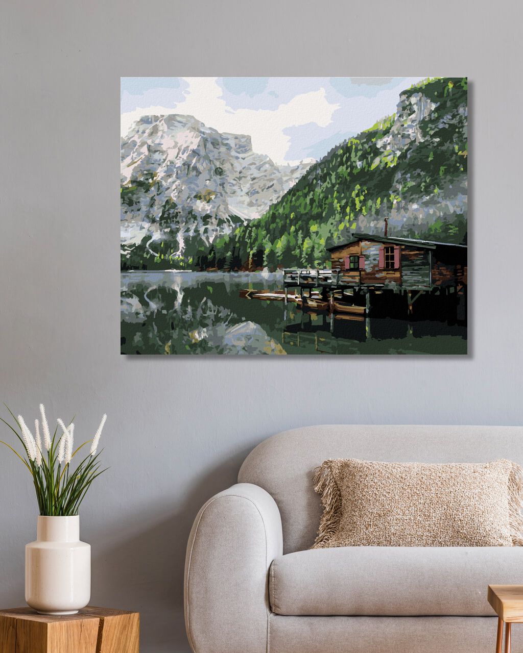 zuty Malování podle čísel - JEZERO S CHATOU A LODĚMI ITÁLIE II - Rozměr: 40x50 cm, Rámování: Varianta: bez rámu a bez vypnutí plátna - obrázek 10