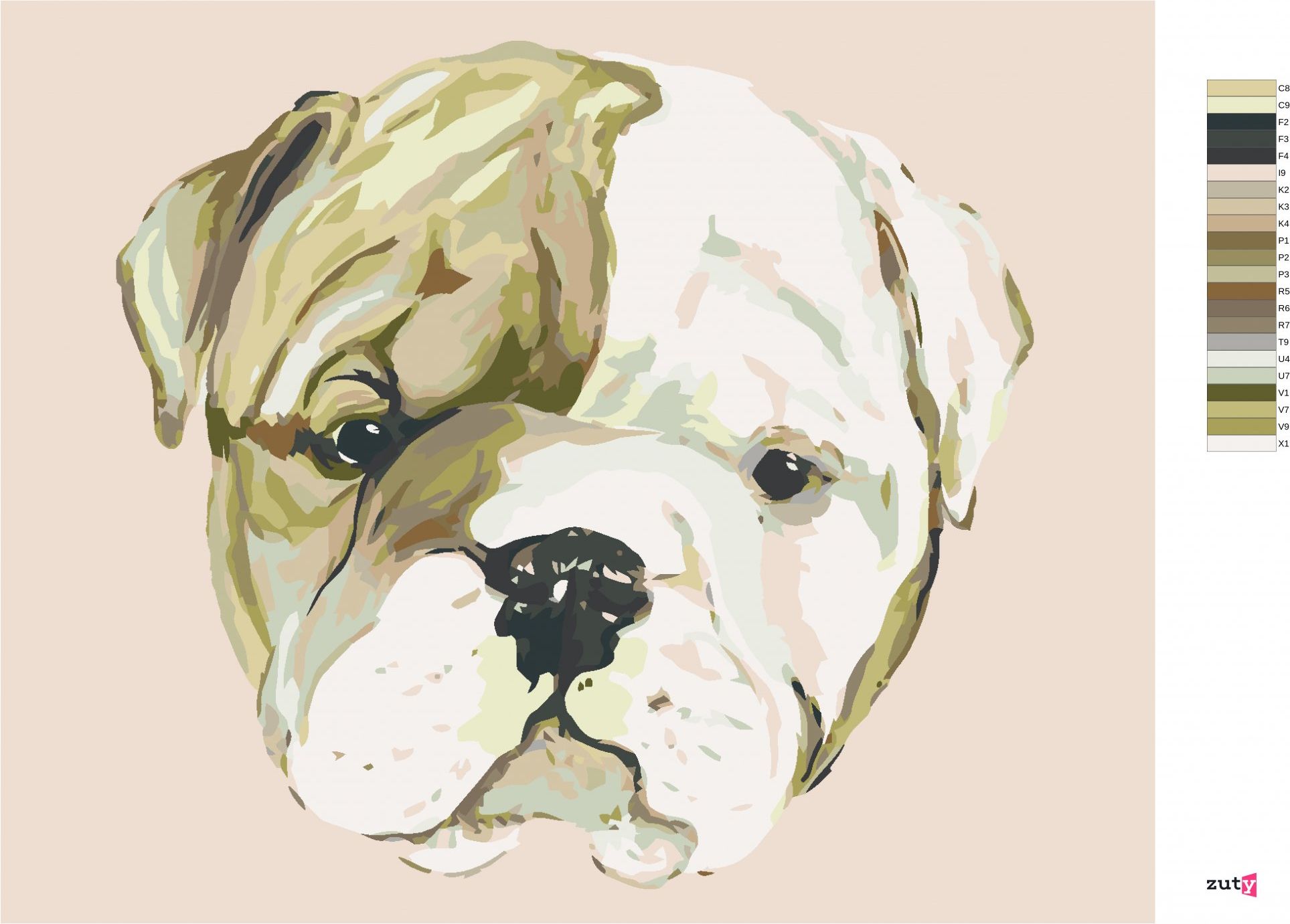 zuty Malování podle čísel - ŠTĚNÁTKO BULLDOGA (HALEY BUSH) - Rozměr: 40x50 cm, Rámování: Varianta: bez rámu a bez vypnutí plátna - obrázek 8