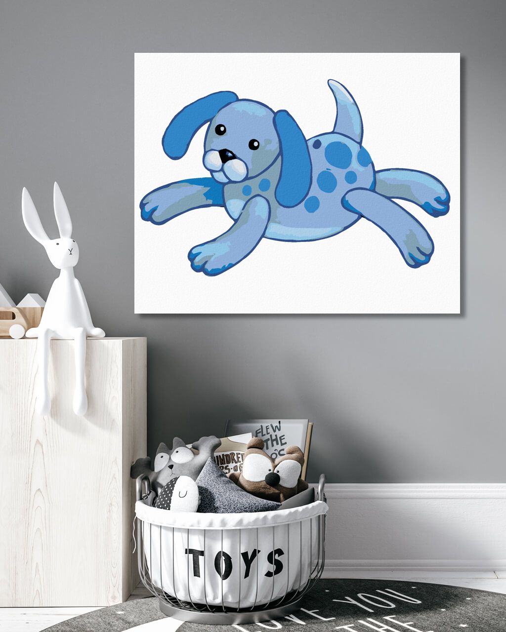 zuty Malování podle čísel - MODRÉ PLYŠOVÉ ŠTĚNĚ (SUE ELLEN BROWN) - Rozměr: 40x50 cm, Rámování: Varianta: bez rámu a bez vypnutí plátna - obrázek 5