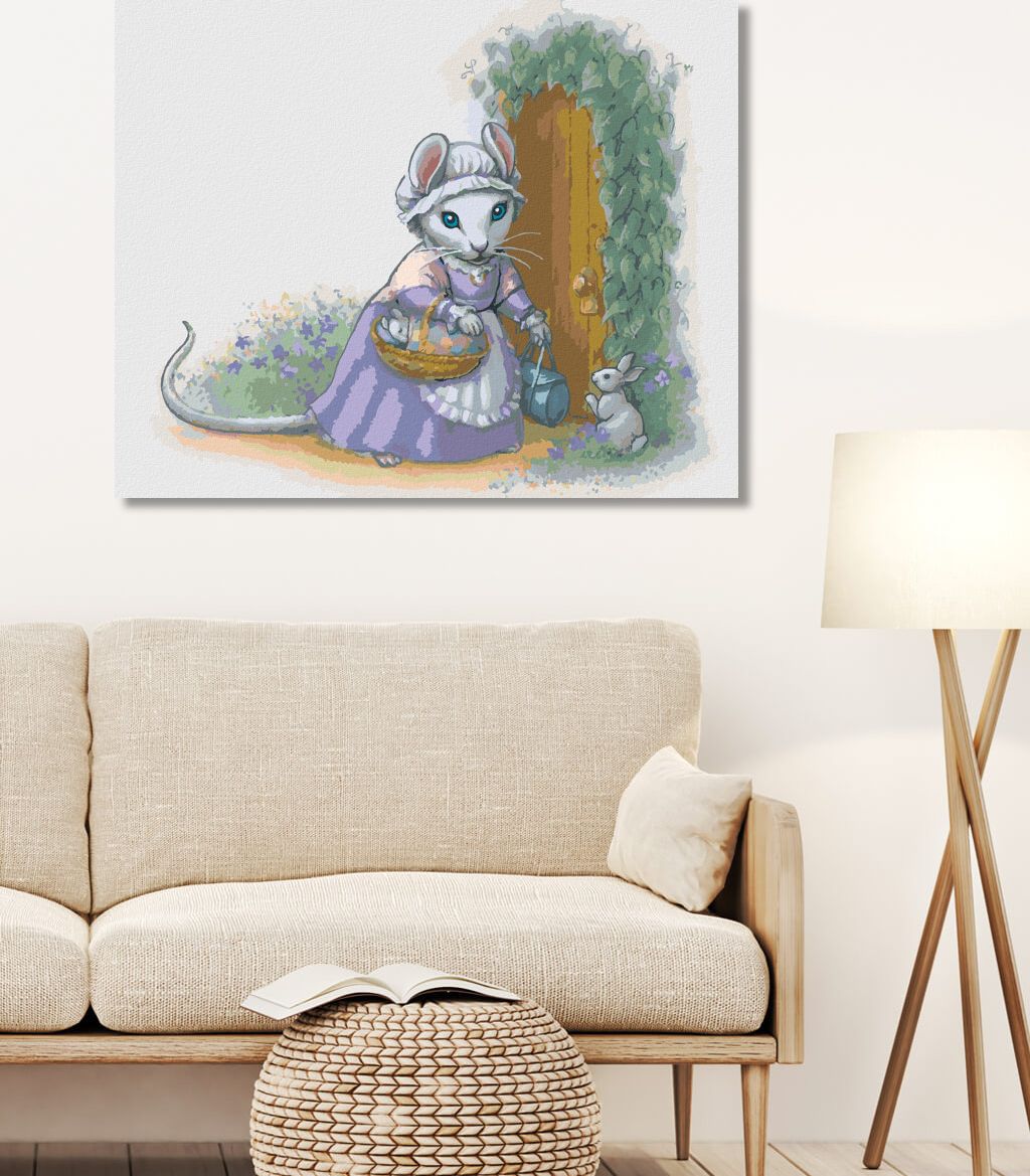 zuty Malování podle čísel - MYŠIČKA PŘED DOMEM (SUE ELLEN BROWN) - Rozměr: 40x50 cm, Rámování: Varianta: bez rámu a bez vypnutí plátna - obrázek 10