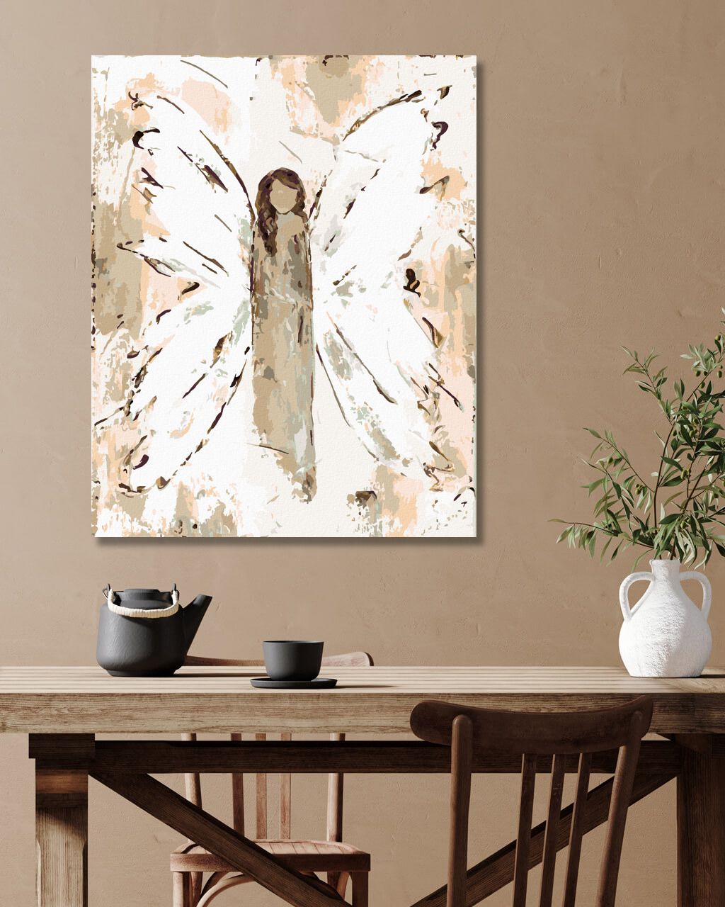 zuty Malování podle čísel - ANDĚL S HNĚDÝMI VLASY (HALEY BUSH) - Rozměr: 40x50 cm, Rámování: Varianta: vypnuté plátno na rám - obrázek 5
