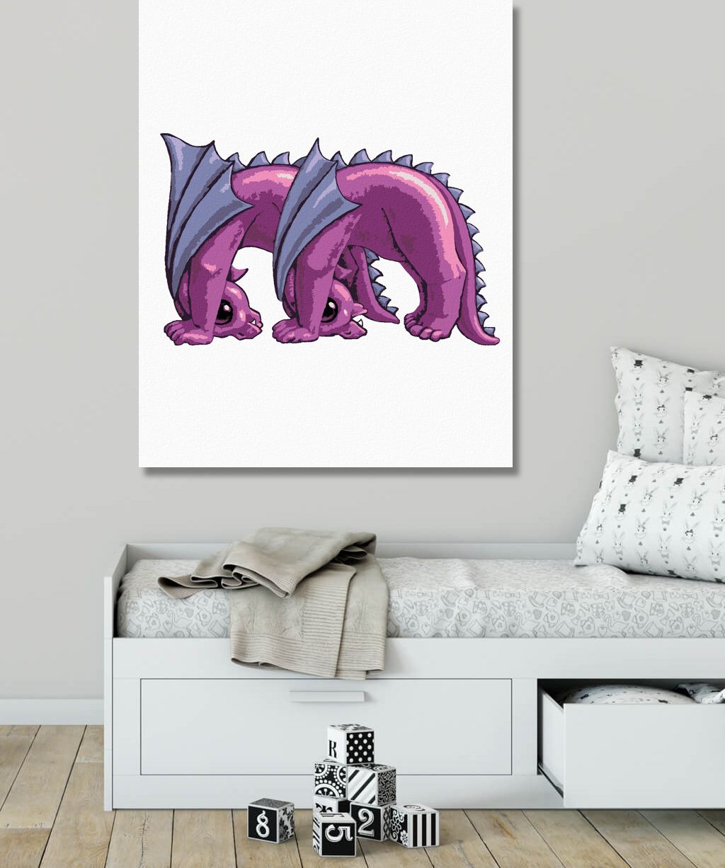 zuty Malování podle čísel - DRÁČEK VE TVARU PÍSMENKA M (SUE ELLEN BROWN) - Rozměr: 40x50 cm, Rámování: Varianta: vypnuté plátno na rám - obrázek 5