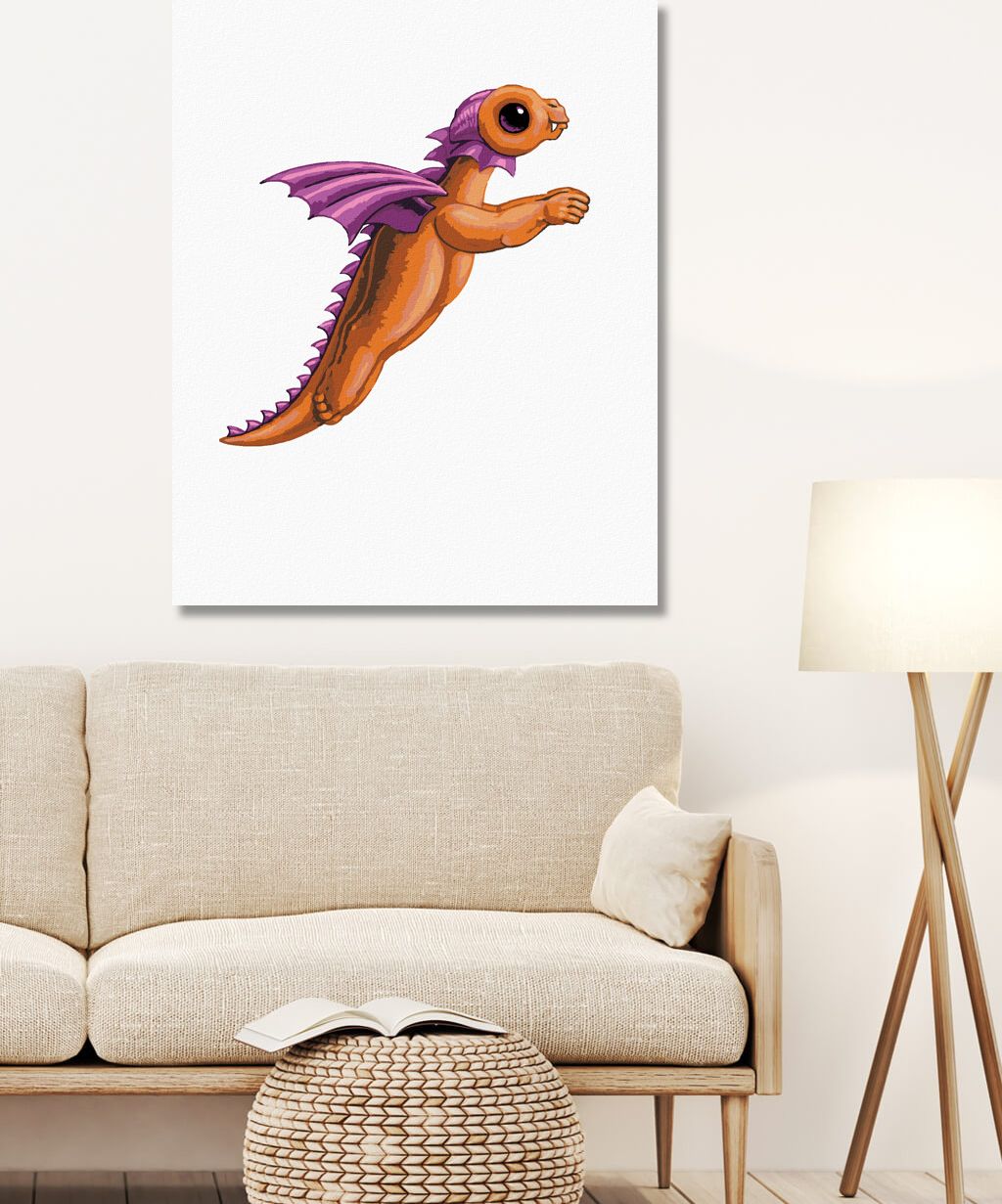 zuty Malování podle čísel - DRÁČEK VE TVARU PÍSMENKA F (SUE ELLEN BROWN) - Rozměr: 40x50 cm, Rámování: Varianta: bez rámu a bez vypnutí plátna - obrázek 7