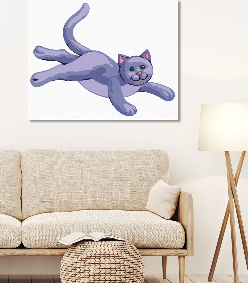 zuty Malování podle čísel - FIALOVÁ PLYŠOVÁ KOČIČKA (SUE ELLEN BROWN) - Rozměr: 40x50 cm, Rámování: Varianta: vypnuté plátno na rám - obrázek 5