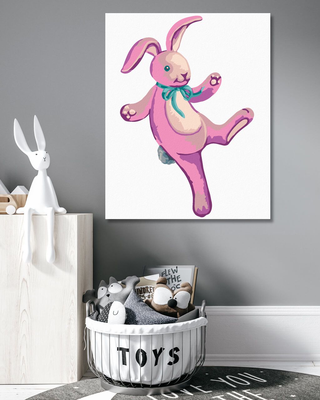 zuty Malování podle čísel - RŮŽOVÝ PLYŠOVÝ KRÁLÍČEK (SUE ELLEN BROWN) - Rozměr: 40x50 cm, Rámování: Varianta: bez rámu a bez vypnutí plátna - obrázek 7