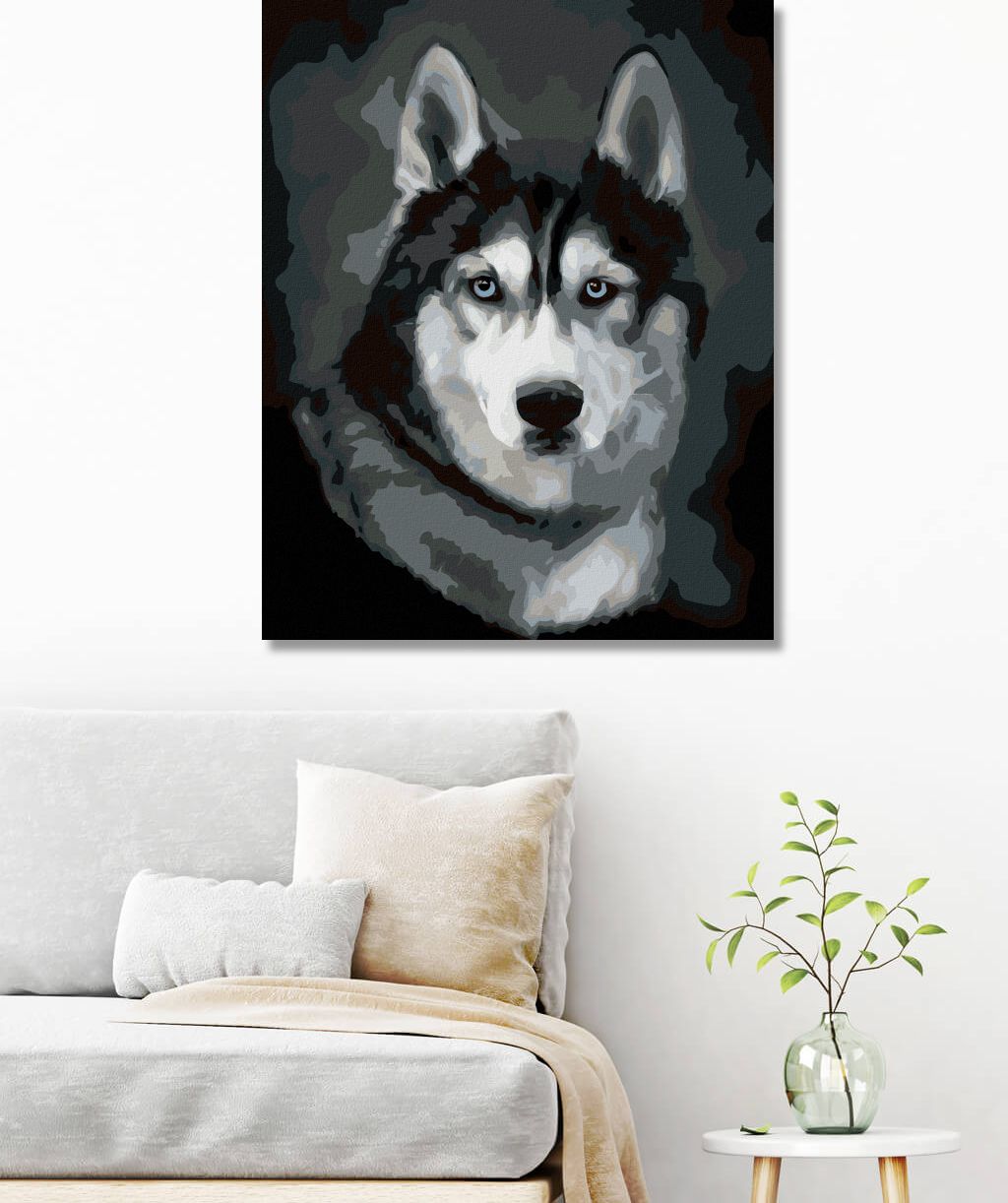 zuty Malování podle čísel - HUSKY PORTRÉT - Rozměr: 40x50 cm, Rámování: Varianta: vypnuté plátno na rám - obrázek 3