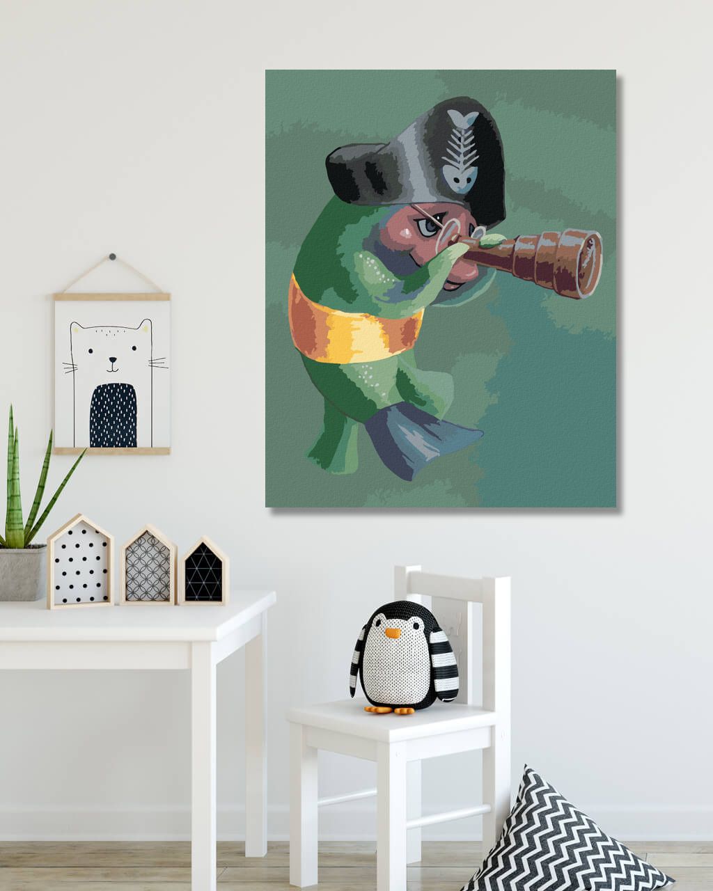 zuty Malování podle čísel - RYBA PŘEVLEČENÁ ZA PIRÁTA (SUE ELLEN BROWN) - Rozměr: 40x50 cm, Rámování: Varianta: vypnuté plátno na rám - obrázek 10