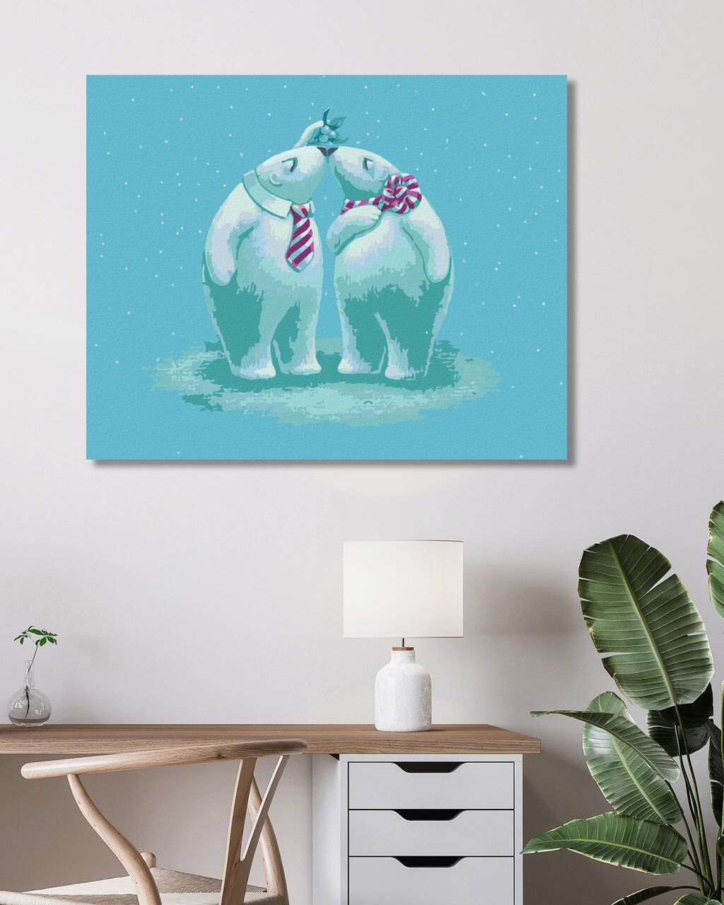 zuty Malování podle čísel - DVA MEDVÍDCI POD JMELÍM (SUE ELLEN BROWN) - Rozměr: 40x50 cm, Rámování: Varianta: vypnuté plátno na rám - obrázek 4