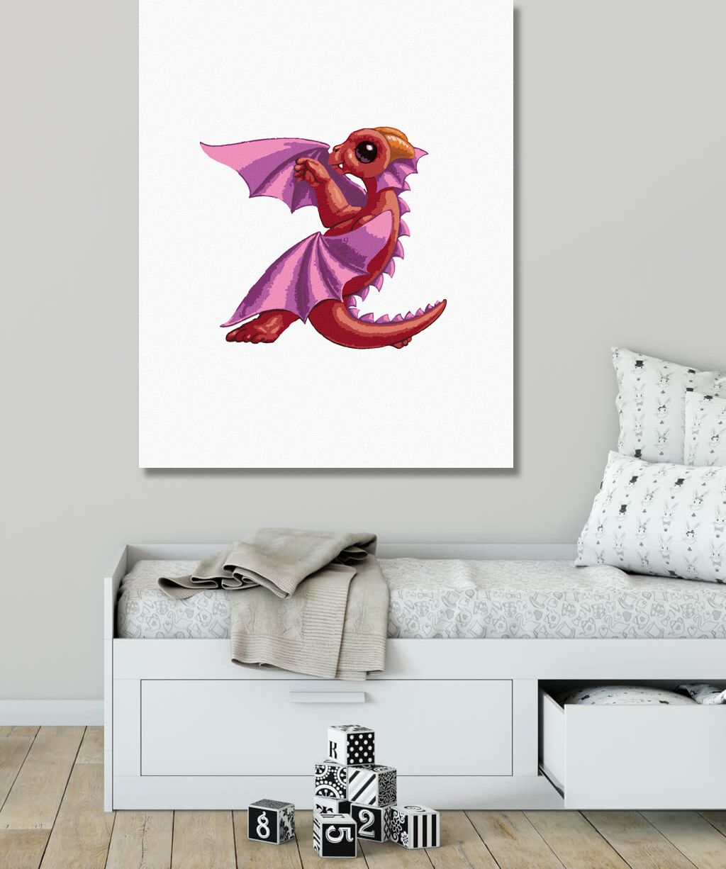 zuty Malování podle čísel - DRÁČEK VE TVARU PÍSMENKA Z (SUE ELLEN BROWN) - Rozměr: 40x50 cm, Rámování: Varianta: vypnuté plátno na rám - obrázek 6
