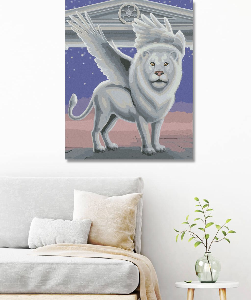 zuty Malování podle čísel - OKŘÍDLENÝ LEV STRÁŽCE (SUE ELLEN BROWN) - Rozměr: 40x50 cm, Rámování: Varianta: bez rámu a bez vypnutí plátna - obrázek 6