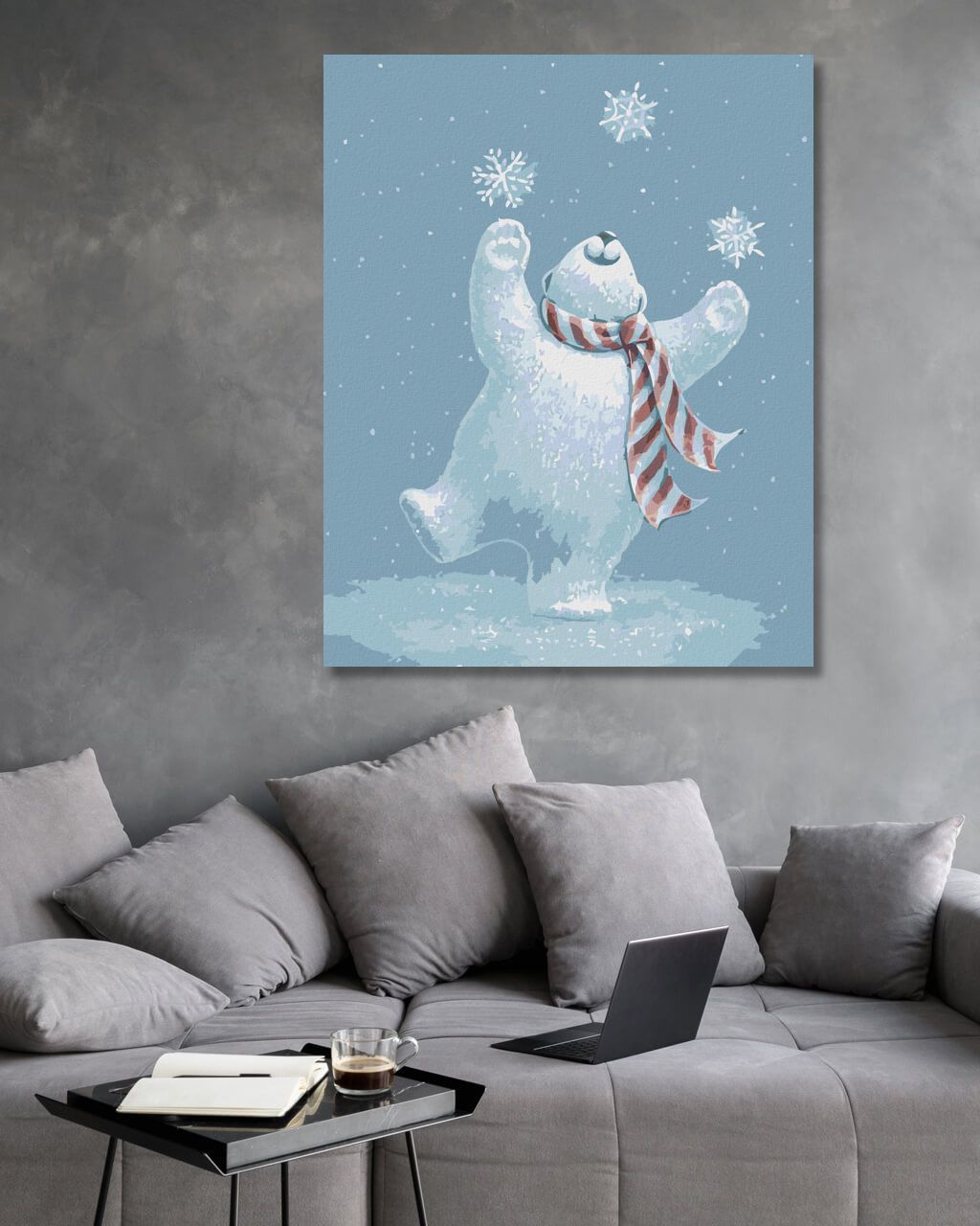 zuty Malování podle čísel - MEDVÍDEK ŽONGLUJÍCÍ S VLOČKAMI (SUE ELLEN BROWN) - Rozměr: 40x50 cm, Rámování: Varianta: vypnuté plátno na rám - obrázek 10