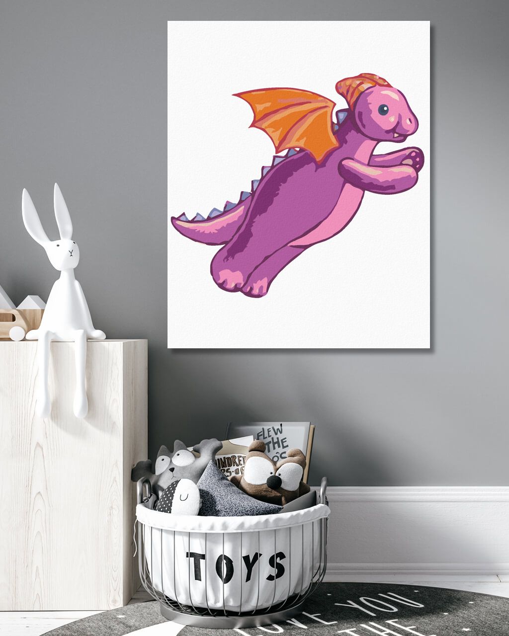 zuty Malování podle čísel - RŮŽOVÝ PLYŠOVÝ DRÁČEK (SUE ELLEN BROWN) - Rozměr: 40x50 cm, Rámování: Varianta: bez rámu a bez vypnutí plátna - obrázek 9