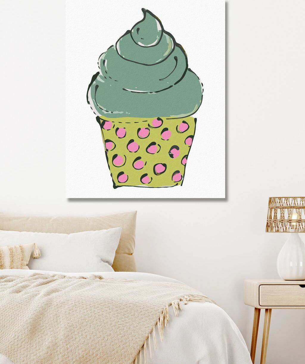 zuty Malování podle čísel - ZELENÝ CUPCAKE (HALEY BUSH) - Rozměr: 40x50 cm, Rámování: Varianta: vypnuté plátno na rám - obrázek 2