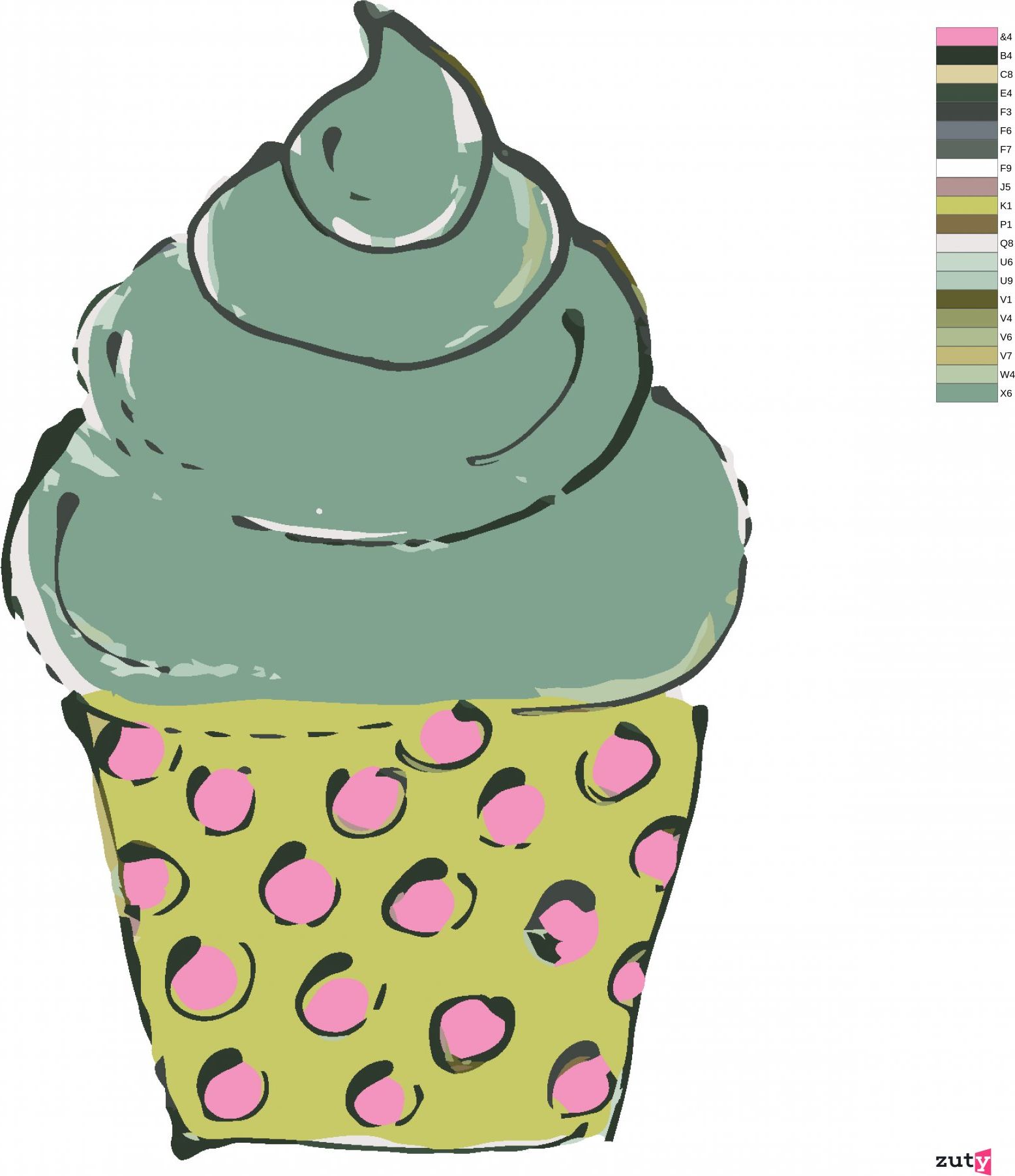 zuty Malování podle čísel - ZELENÝ CUPCAKE (HALEY BUSH) - Rozměr: 40x50 cm, Rámování: Varianta: vypnuté plátno na rám - obrázek 7