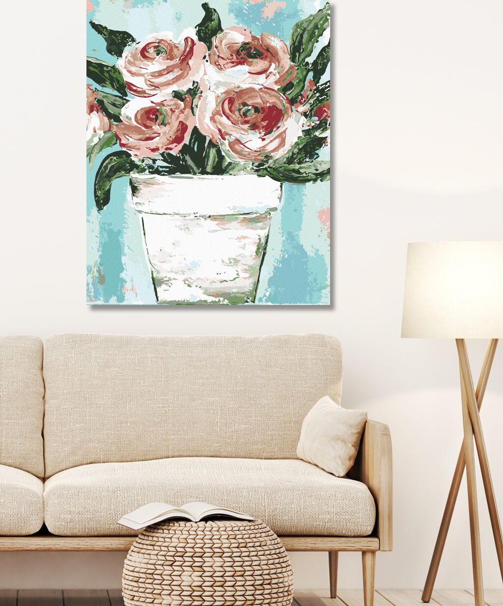 zuty Malování podle čísel - RŮŽOVE RŮŽE V KVĚTINÁČI (HALEY BUSH) - Rozměr: 40x50 cm, Rámování: Varianta: bez rámu a bez vypnutí plátna - obrázek 5