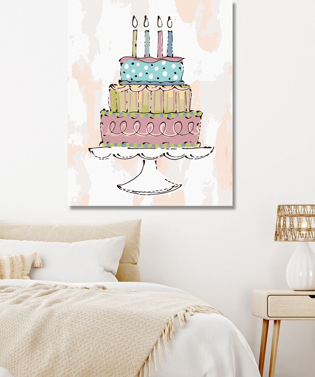 zuty Malování podle čísel - RŮŽOVÝ NAROZENINOVÝ DORT (HALEY BUSH) - Rozměr: 40x50 cm, Rámování: Varianta: vypnuté plátno na rám - obrázek 6